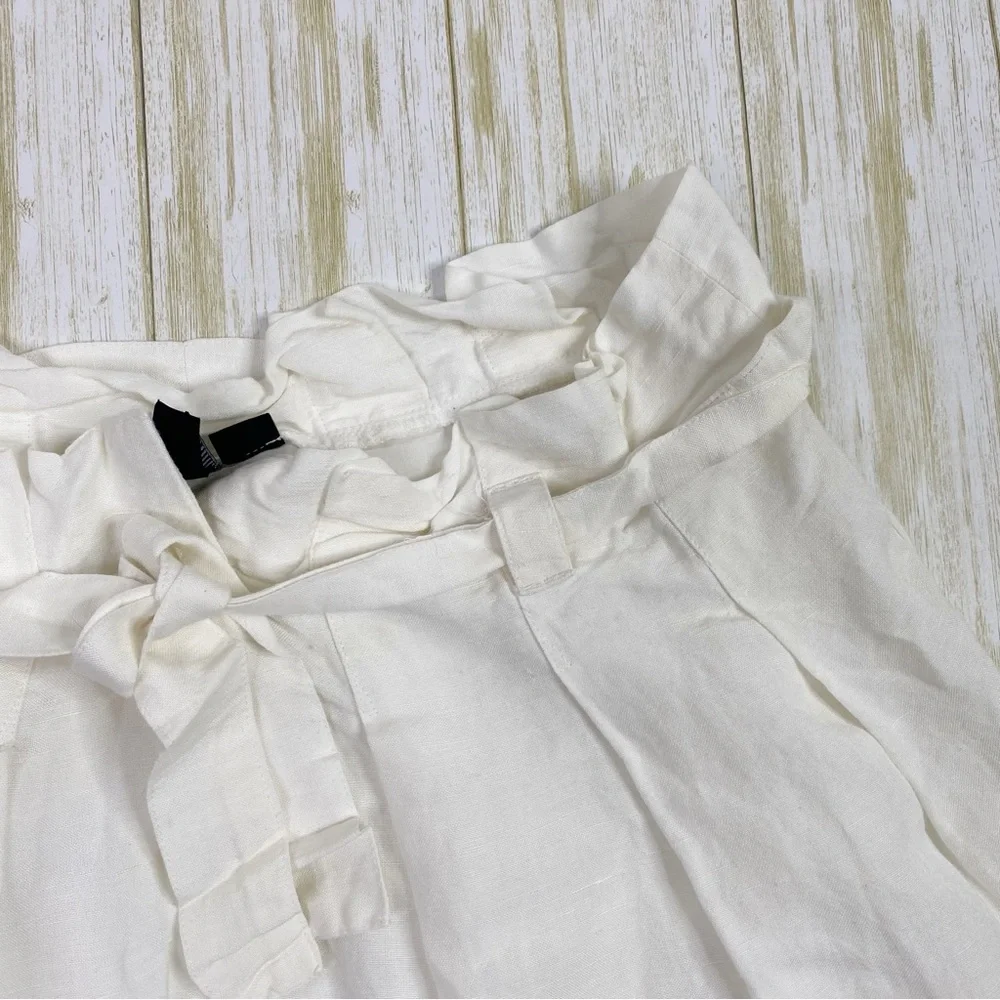 Volcom White Linen Blend Pleated Skirt